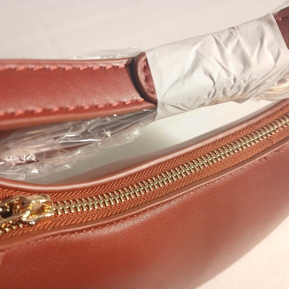 The Drop Crescent Crossbody Top Handle Bag Dark Red Vegan Leather NWT - Picture 7 of 12